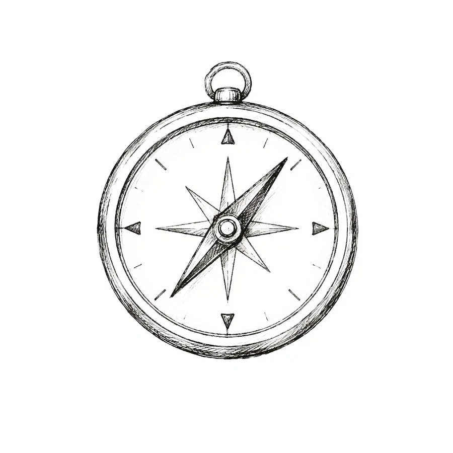 Hand-drawn compass