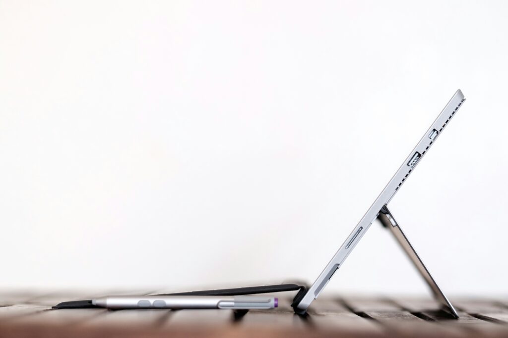 A laptop on table